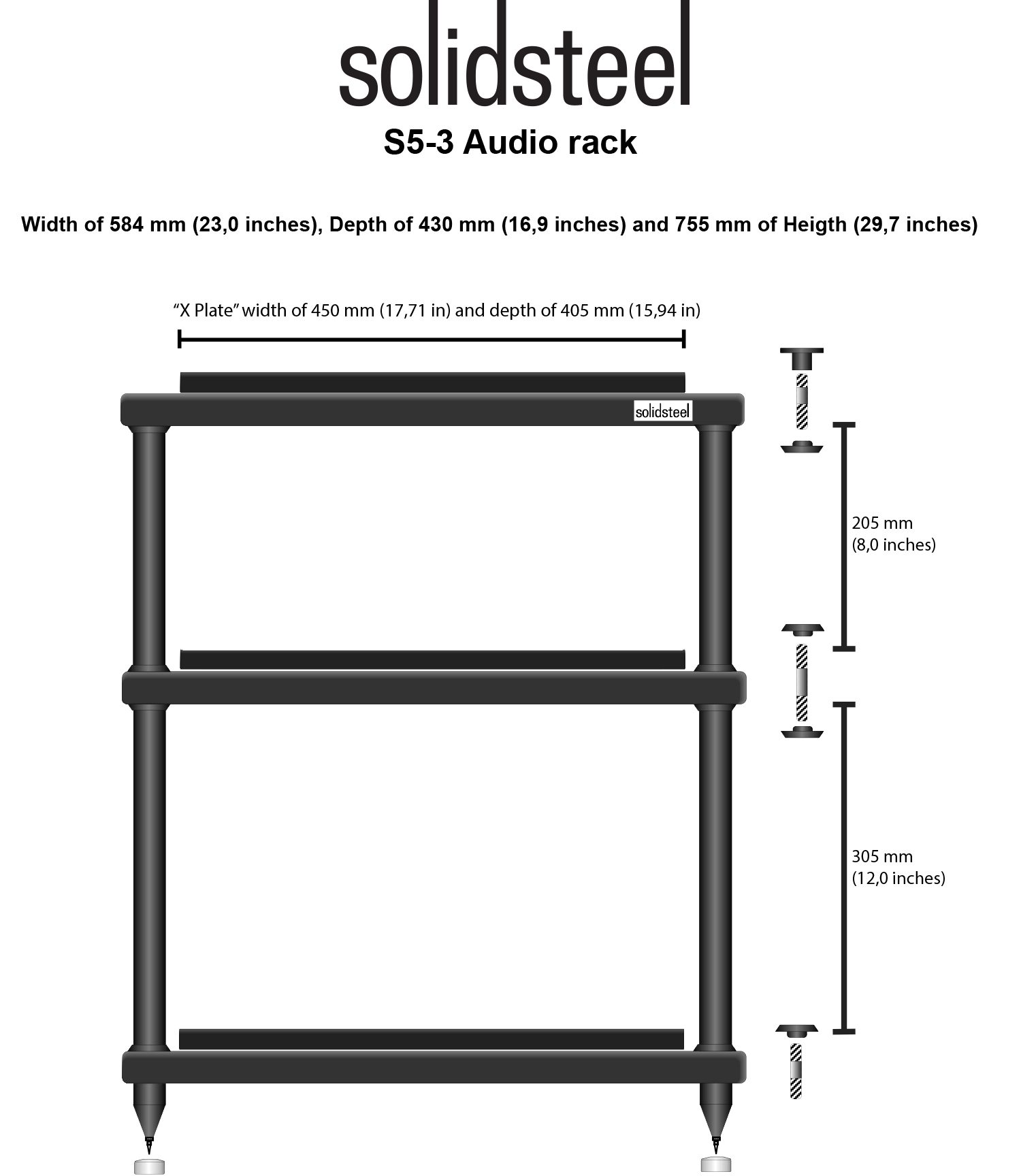 Solidsteel S5-3 dimension taille rack