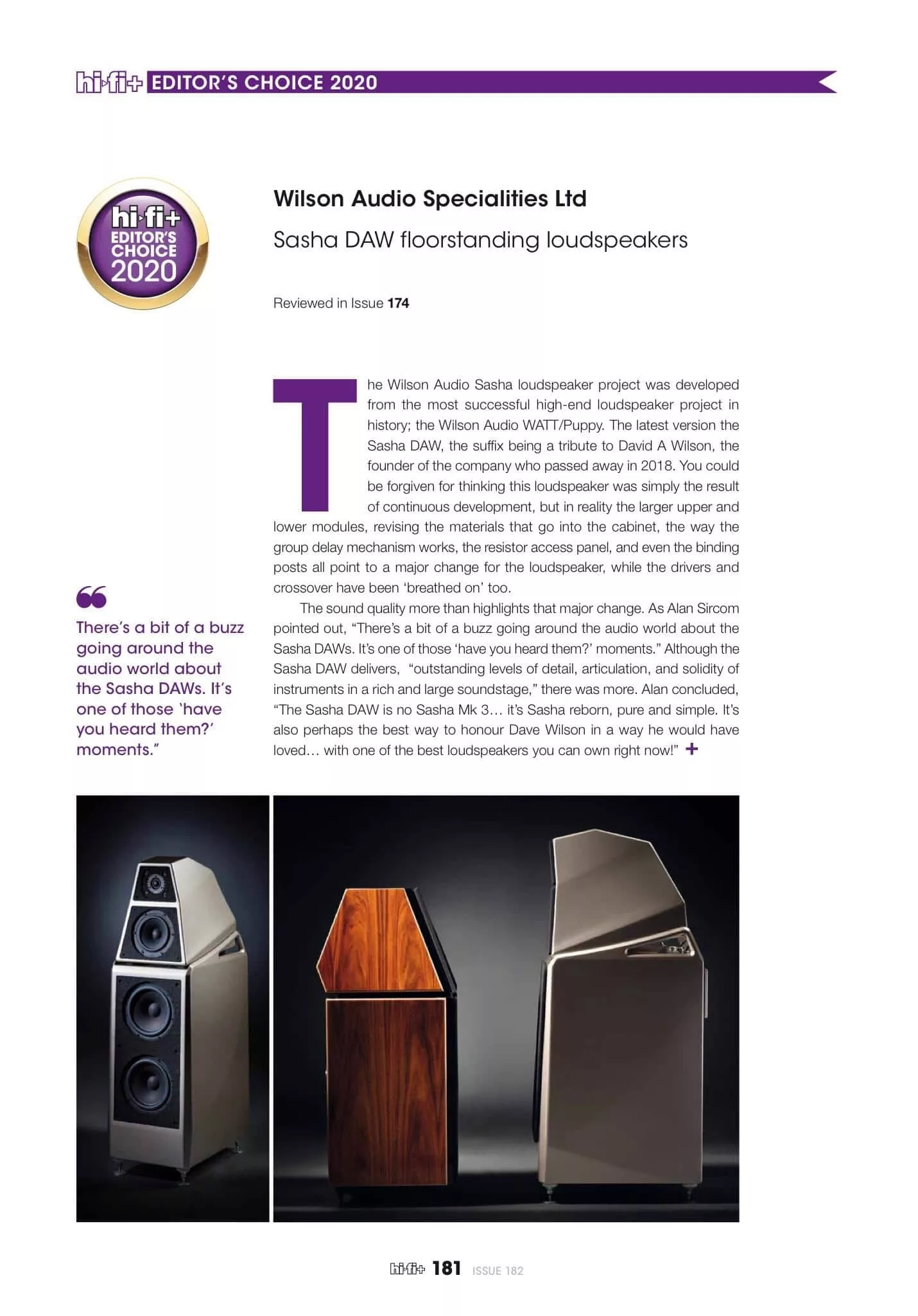 award hifi plus 2020 wilson audio