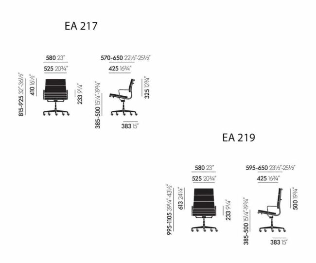 soft pad chairs dimensions ea 217 219
