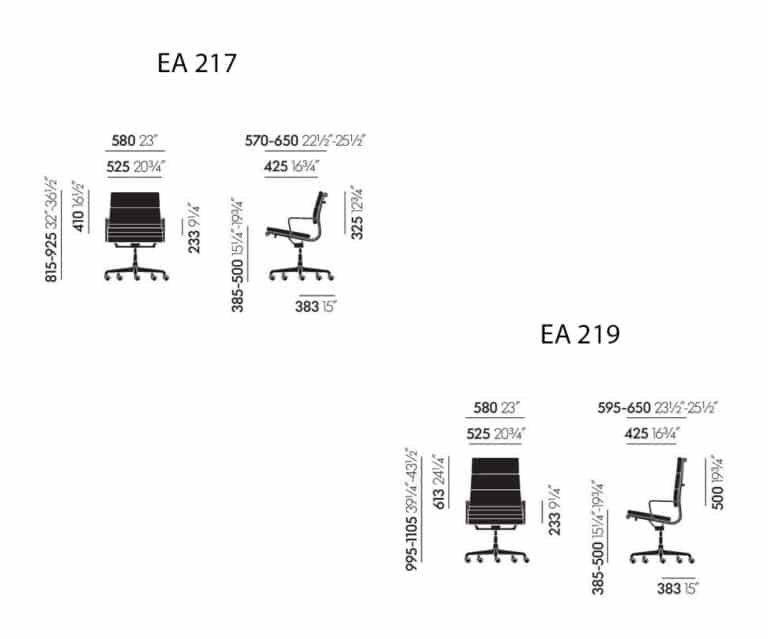 soft pad chairs dimensions ea 217 219