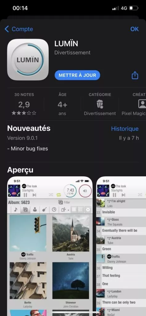 lumin mise à jour tidal