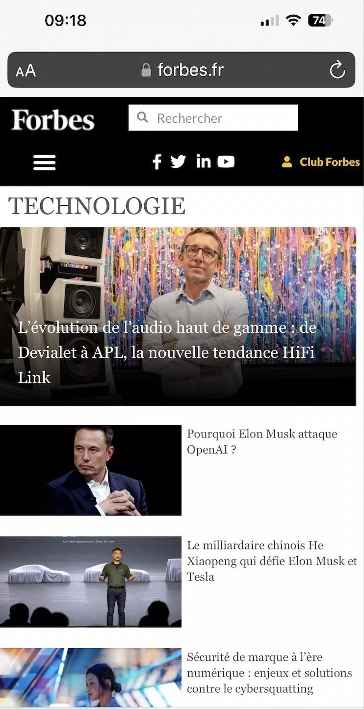 Hifi Link sur Forbes Iphone